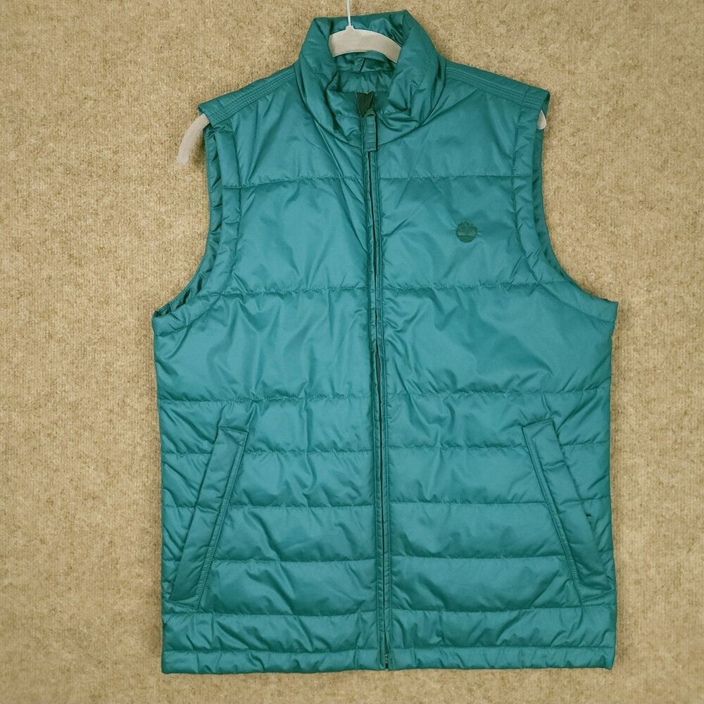 Timberland Men Galehead Lightweight Insulated Vest Teal Green Small Full Zip
